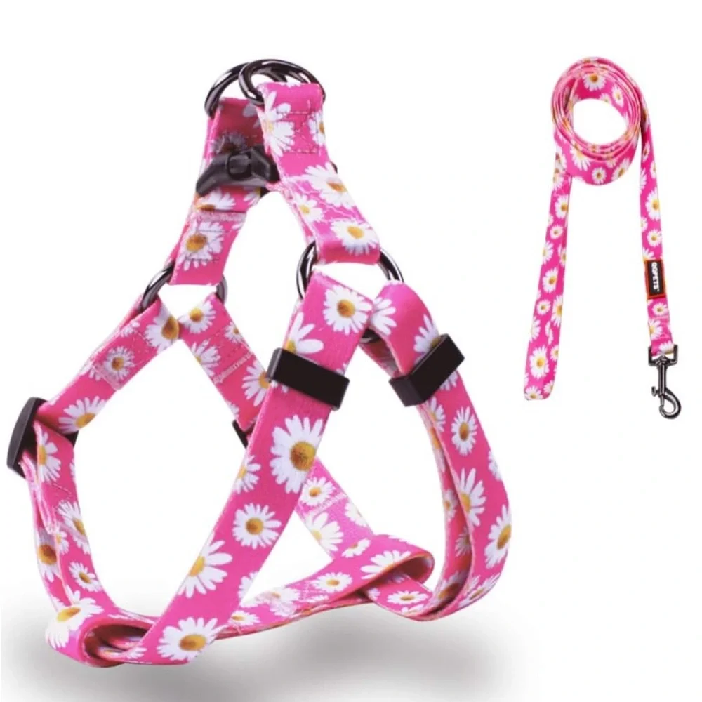 QQPets Pink Daisy Patterned Harness